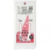 【10セット】 ジャパックス 手付ポリ袋LLサイズ 約20L60号 15枚入 乳白 PR30WX10
