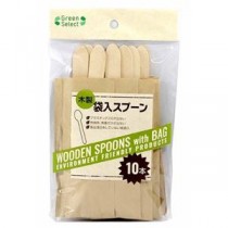 【10セット】 大和物産 Green Select 木製袋入スプーン 10本 60306X10