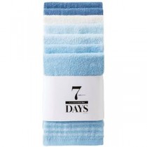 【5セット】 本多タオル 7DAYS 1週間のフェイスタオル 7枚組 34×78cm ブルー HT-44696X5