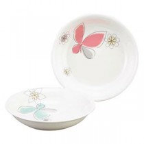 ハナエモリ ペタル ペアパスタカレー皿セット 径21.5×4cm 優雅な蝶デザイン 電子レンジOK K50205828