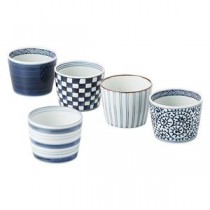 有田焼 藍屋絵変り カップ5客揃 径8×6.5cm 電子レンジOK K50603117