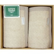 ニッケ ナチュラルブランケット 洗える綿混ウール毛布(毛羽部分)2P 140×200cm L9049598