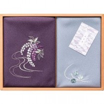 洛北 刺繍入り二巾風呂敷&刺繍入り金封包み 紫 二巾風呂敷71×70cm、金封包み38×37cm B1073630