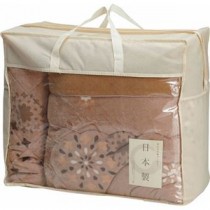 吸湿発熱わた入り 国産やわらかタッチ毛布ふとん&敷パット 毛布ふとん140×190cm、敷パット100×205cm L9054606