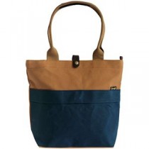 そだてる帆布Grough パラフィン加工帆布×レザー トートバッグ ネイビー×ブラウン 本体36(底面25)×10×30cm C6042620