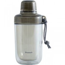 ピーコック クリアボトル(ダブルウォール)キャップタイプ340ml スモーク 8.8×7.9×17.3cm C6129810