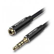 【5本セット】 VENTION コットン編み TRRS 3.5mm Male to 3.5mm Female オーディオ延長ケーブル 3m ブラック BH-4612X5