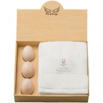 天使の休息 くつろぎセット 檜タマゴ(φ4.2×5.2cm)×3、フェイスタオル(34×80cm)×1 C6024647