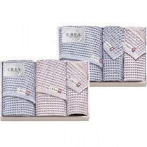 CREA×今治ワッフルソフト バスタオル3P&フェイスタオル3P バスタオル57×120cm、フェイスタオル31×80cm B1157577
