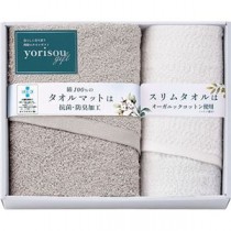 yorisou gift タオルマット&スリムフェイスタオル タオルマット60×45cm、スリムフェイスタオル29×80cm L9056607