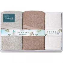 yorisou gift タオルマット2P&スリムバスタオル2P タオルマット60×45cm、スリムバスタオル34×110cm L9056635