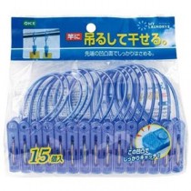 【まとめ】 ひも付きピンチ 15個入 ブルー 【×10セット】