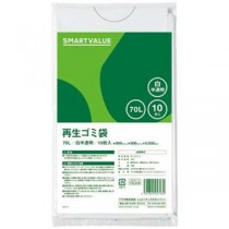 【まとめ】 再生ゴミ袋 白半透明 70L 10枚 N020J-70 【×5セット】