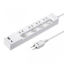 サンワサプライ USB充電付タップ Type-C 2P・4個口・2m TAP-B102UC-2W