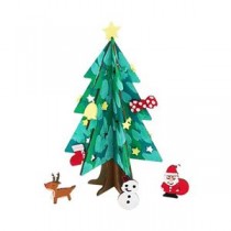 （まとめ）サンワ かんたん木製クリスマスツリー（×2セット）