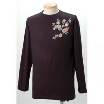 語れる立体和柄ロングTシャツ S-1952／花つくし LL