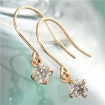 K18ピンクゴールド 0.2ctダイヤモンドピアス フックピアス