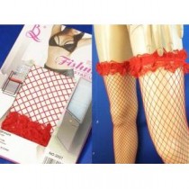 コスプレ ガーターリング付 レースあみストッキング レッド C162