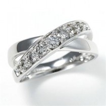 0.5ct ダブルクロスダイヤリング 指輪 エタニティリング 7号