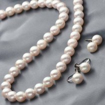 花珠本真珠（あこや真珠） 7.5-8mm パールネックレス+パールピアス 2点セット 【本真珠】