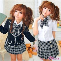 黒ブレザーのキュート女子高生制服コスプレ／z898