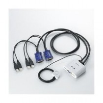 ELECOM（エレコム） USB対応ケーブル一体型切替器 D-sub対応／2台切替／手元スイッチ KVM-KUSN