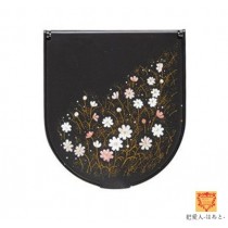 ポケットミラー「携帯用鏡」黒【コスモス】会津若松伝統工芸品