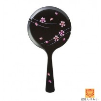 手鏡 黒【雅 手鏡・桜】（手描）会津若松伝統工芸 ミラー
