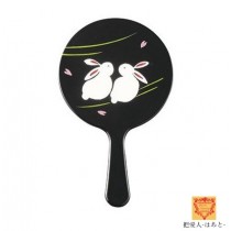 姫 手鏡 黒【うさぎ】漆器タイプ 会津若松伝統工芸品 ミラー