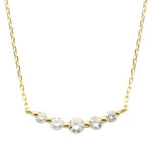 ダイヤモンド ネックレス K18 イエローゴールド 0.3ct 5粒 5ストーン ダイヤネックレス 0.3カラット ペンダント