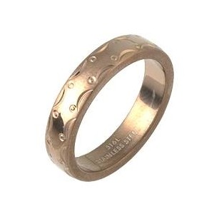 ステンレスリング アラベスク模様 ブロンズカラー 19号