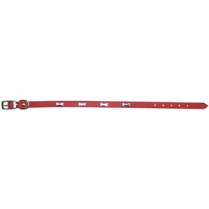 岡野製作所 Wレザーカラー ボーン 2L レッド【ペット用品】【首輪】
