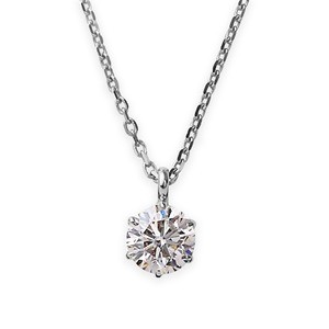 ダイヤモンドペンダント/ネックレス 一粒 プラチナ Pt900 0.1ct ダイヤネックレス 6本爪 Kカラー I1クラス Poor 中央宝石研究所ソーティング済み