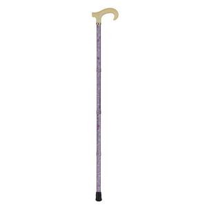 杖/花柄折りたたみステッキ アルミ 日本製 豊通オールライフ (歩行補助用品/介護用品) パープル(紫)