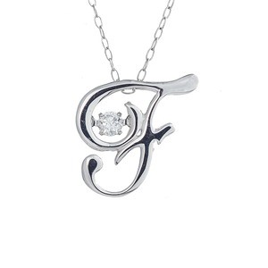 ダンシングストーン K18WG・天然ダイヤモンドシリーズイニシャル「F」ペンダント/ネックレス