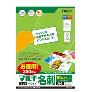 (業務用セット)ナカバヤシ マット名刺カード（マイクロミシン）／10面付 JPCM-25P【×10セット】