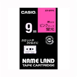 （まとめ） カシオ ネームランド用テープカートリッジ 蛍光テープ 5.5m XR-9FPK 蛍光ピンク 黒文字 1巻5.5m入 【×3セット】