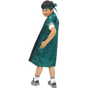 (まとめ)アーテック サテン製はっぴ/法被 【Sサイズ】 ロング丈 袖なし ハチマキ付き グリーン(緑) 【×10セット】