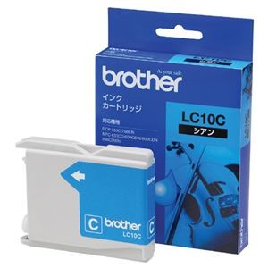 （まとめ） ブラザー BROTHER インクカートリッジ シアン LC10C 1個 【×4セット】