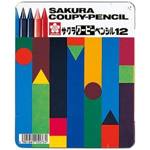 (まとめ) サクラクレパス クーピーペンシル 12色(各色1本) 缶入 FY12 1缶 【×10セット】