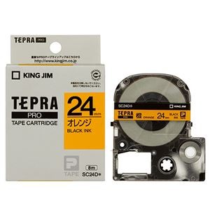 （まとめ） キングジム テプラ PRO テープカートリッジ パステル 24mm オレンジ／黒文字 SC24D 1個 【×4セット】
