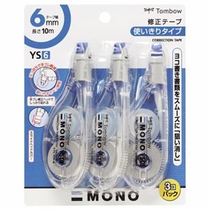 （まとめ） トンボ鉛筆 修正テープ モノYS6 6mm幅×10m 青 KCA-327 1パック（3個） 【×5セット】