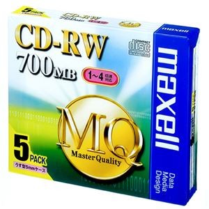 (まとめ) マクセル データ用CD-RW 700MB 4倍速 ブランドシルバー 5mmスリムケース CDRW80MQ.S1P5S 1パック(5枚) 【×5セット】