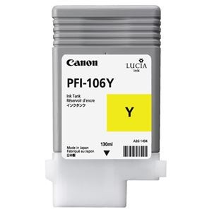 （まとめ） キヤノン Canon インクタンク PFI-106 顔料イエロー 130ml 6624B001 1個 【×6セット】