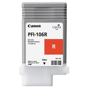 （まとめ） キヤノン Canon インクタンク PFI-106 顔料レッド 130ml 6627B001 1個 【×6セット】