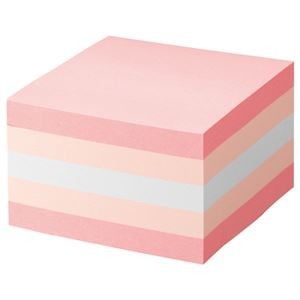 （まとめ） TANOSEE ふせん カラーブロック 75×75mm パステルピンク 1冊 【×5セット】
