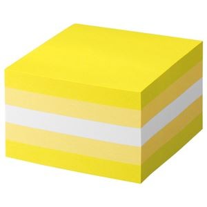 （まとめ） TANOSEE ふせん カラーブロック 75×75mm パステルイエロー 1冊 【×5セット】