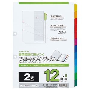 (まとめ) マルマン 2穴 ラミネートタブインデックス A4タテ 12色12山+扉紙 LT4212F 1パック(5組) 【×5セット】