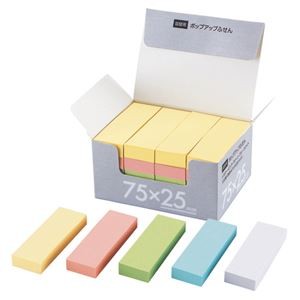 （まとめ） TANOSEE 片手で取れるポップアップふせん 詰替用 75×25mm 5色 1パック（20冊） 【×4セット】