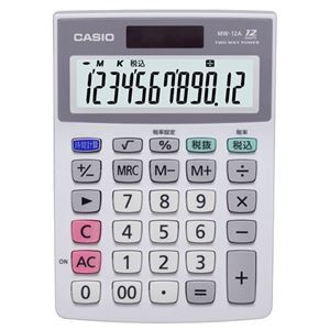 (まとめ) カシオ CASIO 特大表示電卓 12桁 ミニジャストサイズ MW-12A-N 1台 【×5セット】